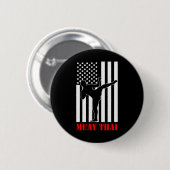 Us Flag Kickboxing Martial Arts Fighter Muay Thai  缶バッジ (正面&裏面)