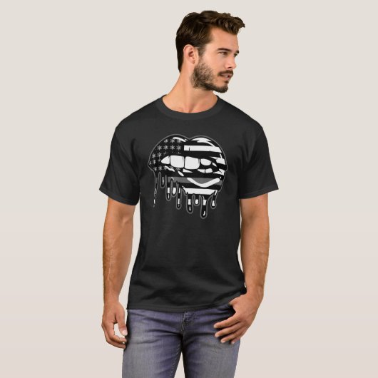 US Flag Lips Correctional Officer Patriotic First Tシャツ (正面フル)