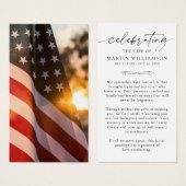 US Flag Memorial Sympathy Funeral Prayer Card (正面&裏面)