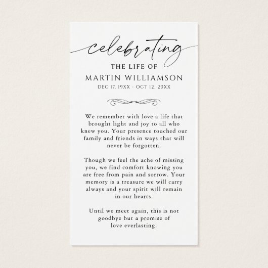 US Flag Memorial Sympathy Funeral Prayer Card (裏面)