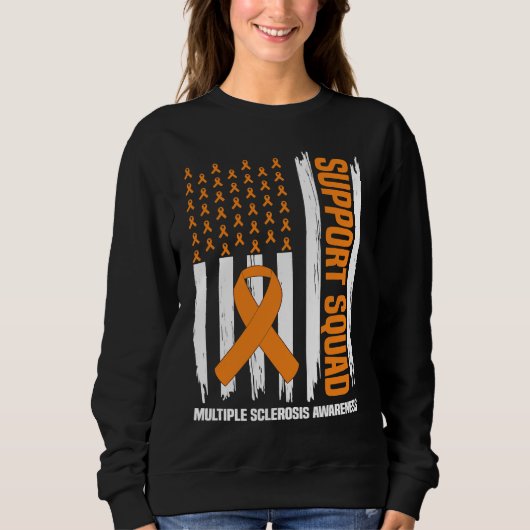 US Flag Multiple Sclerosis MS Awareness Supporter スウェットシャツ (正面)