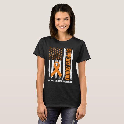 US Flag Multiple Sclerosis MS Awareness Supporter Tシャツ (正面フル)