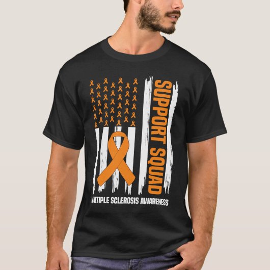 US Flag Multiple Sclerosis MS Awareness Supporter Tシャツ (正面)