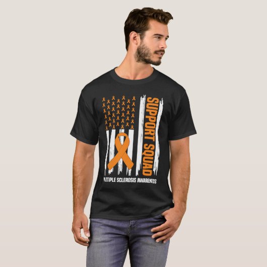 US Flag Multiple Sclerosis MS Awareness Supporter Tシャツ (正面フル)