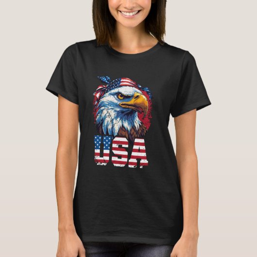 US Flag Patriot USA Eagle, American US Patriotic Tシャツ (正面)
