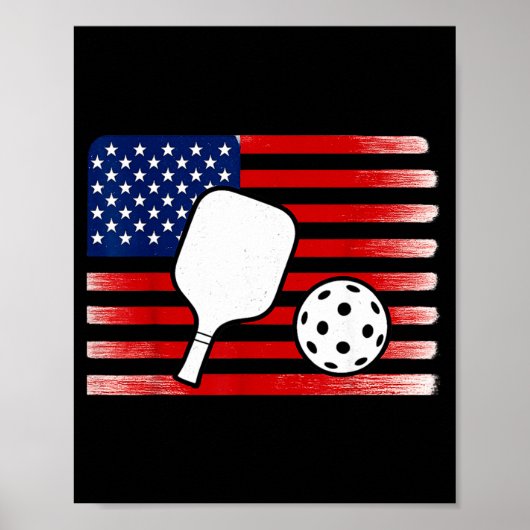 Us flag pickleball player paddleball lover  ポスター (正面)