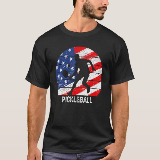 US Flag Pickleball Player Paddleball Lover Men Wom Tシャツ (正面)