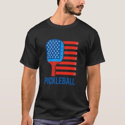 Us Flag Pickleball Player Paddleball Lover Tシャツ (正面)