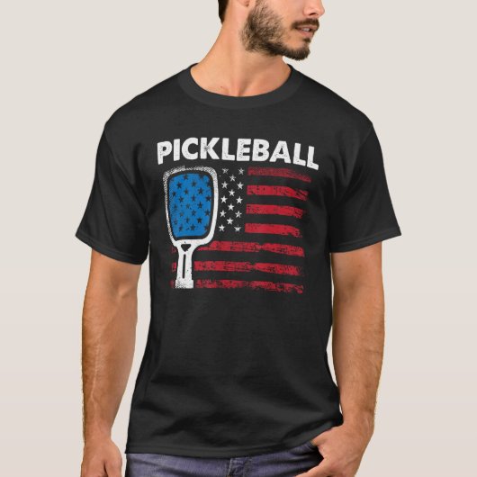 US Flag Pickleball Player Paddleball Tシャツ (正面)