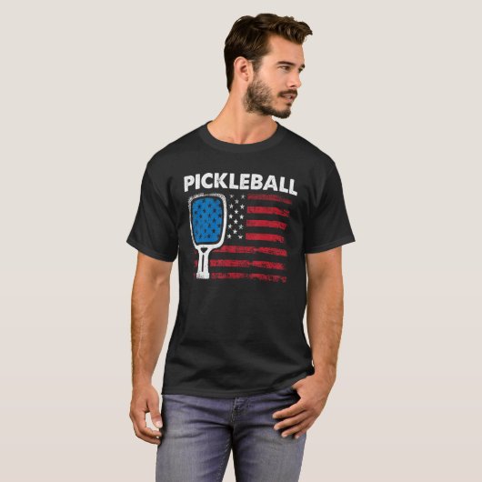 US Flag Pickleball Player Paddleball Tシャツ (正面フル)