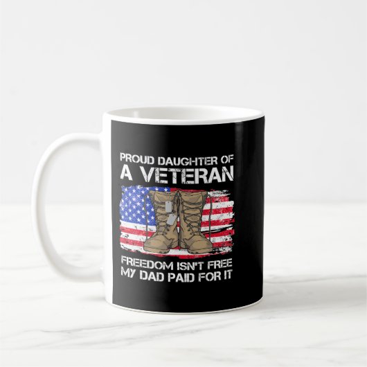 Us Flag Proud Daughter Of A Veteran US Military Ve コーヒーマグカップ (左)