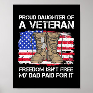 Us Flag Proud Daughter Of A Veteran US Military Ve ポスター