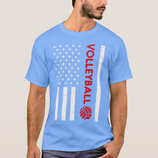 US Flag Red Volleyball Vintage Patriotic Men Women Tシャツ