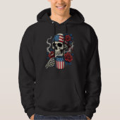 Us Flag Skull and Roses Coffee Hoodie Design パーカ (正面)
