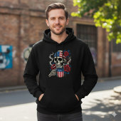 Us Flag Skull and Roses Coffee Hoodie Design パーカ