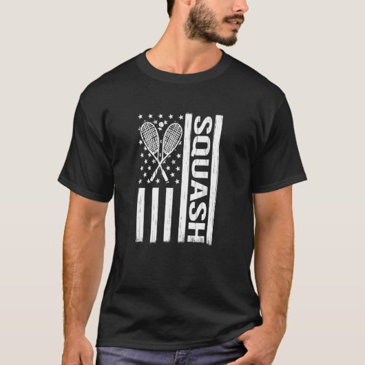 US Flag squash rackets for squash player for men Tシャツ (正面)