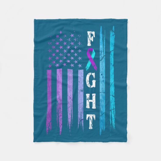 Us Flag Suicide Prevention Awareness Fight Wear Pu フリースブランケット (正面)
