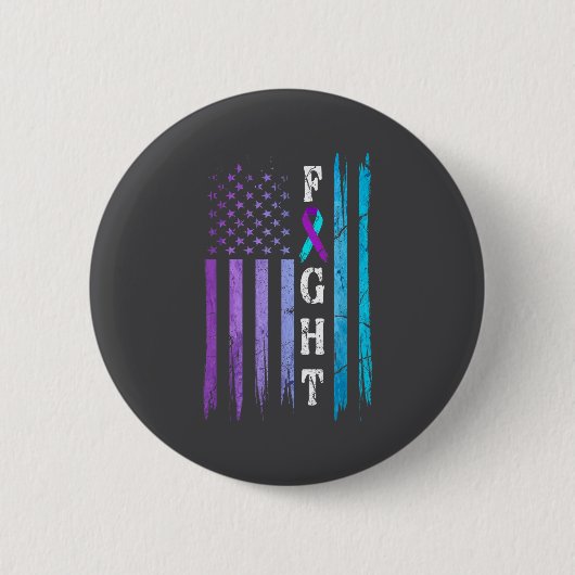 Us Flag Suicide Prevention Awareness Fight Wear Pu 缶バッジ (正面)