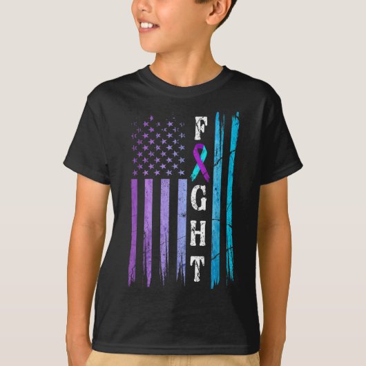 Us Flag Suicide Prevention Awareness Fight Wear Pu Tシャツ (正面)