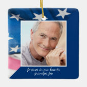 US Flag Veteran Patriotic Memorial Photo セラミックオーナメント (正面)