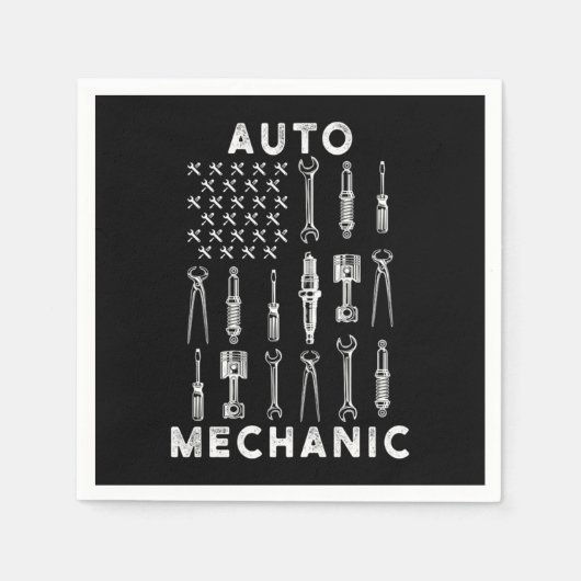 US Flag Wrench Workshop Screwdriver Mechanic Gift スタンダードカクテルナプキン (正面)