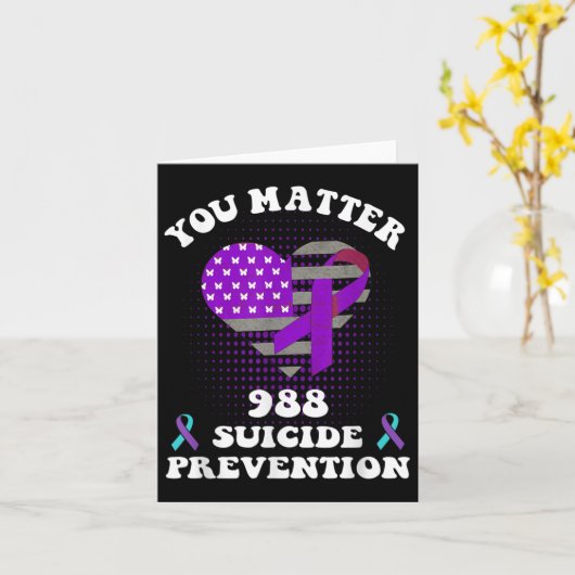 Us Flag You 988 Suicide Prevention Awareness Ribbo カード (黄色い花)