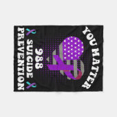 Us Flag You 988 Suicide Prevention Awareness Ribbo フリースブランケット (正面(横))