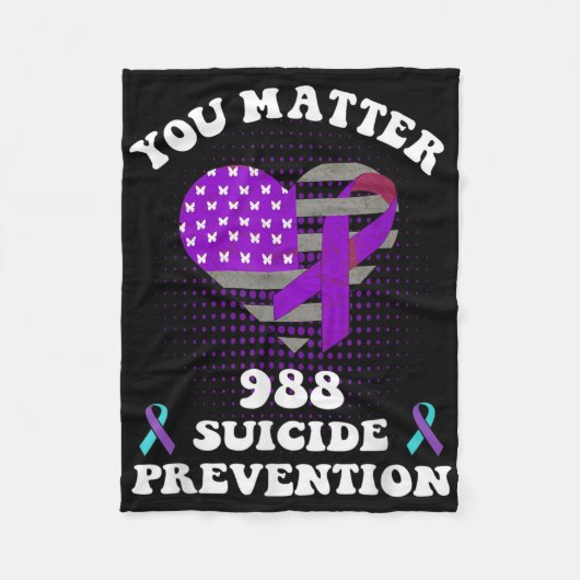 Us Flag You 988 Suicide Prevention Awareness Ribbo フリースブランケット (正面)
