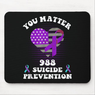 Us Flag You 988 Suicide Prevention Awareness Ribbo マウスパッド