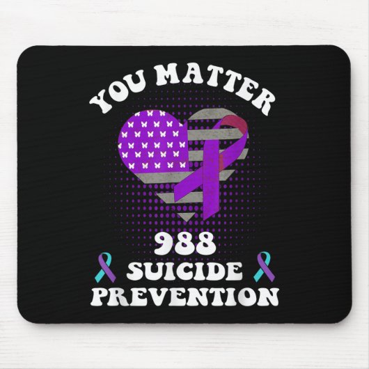 Us Flag You 988 Suicide Prevention Awareness Ribbo マウスパッド (正面)