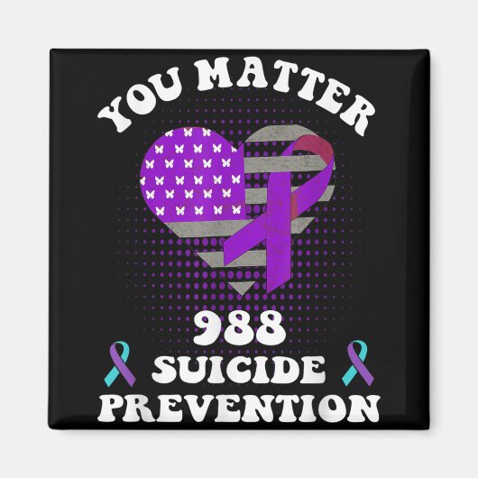 Us Flag You 988 Suicide Prevention Awareness Ribbo マグネット (正面)
