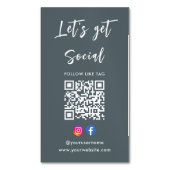 Us Instagramとの接続Facebook Qrコードグレー マグネット名刺 (正面縦)