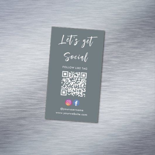 Us Instagramとの接続Facebook Qrコードグレー マグネット名刺 (インサイチュ)