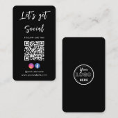 Us Instagramと接続Facebook Qrコードブラック 名刺 (正面/裏面)