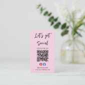 Us Instagram Facebook Qrコードピンクに接続 名刺 (スタンド正面)