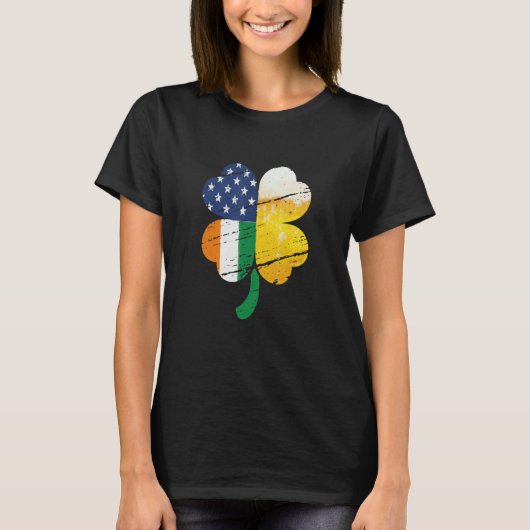 US Irish Flag Drinking Beer Tシャツ (正面)