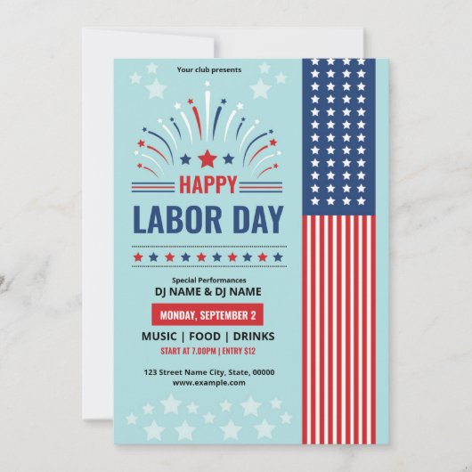 Us Labor Day Event Flyer Template 招待状 (正面)