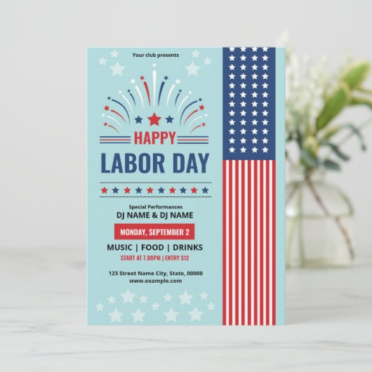 Us Labor Day Event Flyer Template 招待状 (スタンド正面)