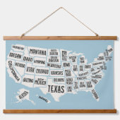 US Map With States Names Wall 吊り下げ型タペストリー (正面)