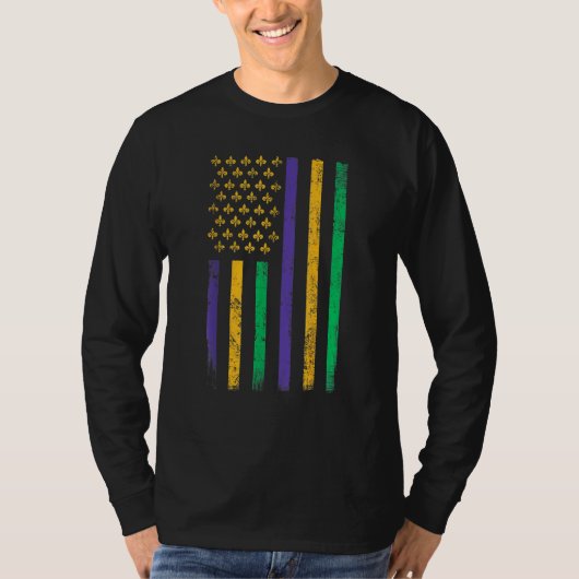 US Mardi Gras Flag Celebration Outfit For Men & Wo Tシャツ (正面)