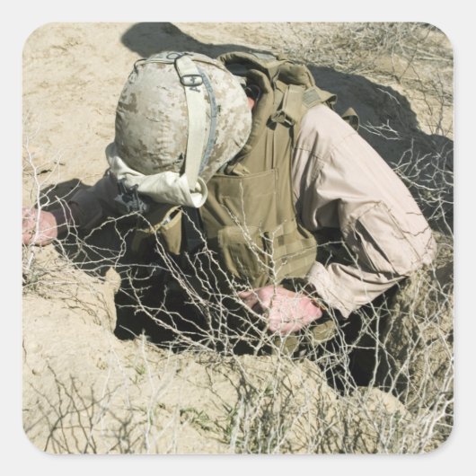 US Marineが穴を飛び降りる スクエアシール (正面)