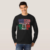 US & Mexican Flag MEXICAN ROOTS Half American Half Tシャツ (正面フル)