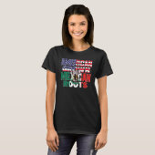 US & Mexican Flag MEXICAN ROOTS Half American Half Tシャツ (正面フル)