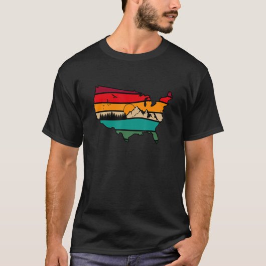US Mountain Landscape Scene Traveler Hiking Campin Tシャツ (正面)