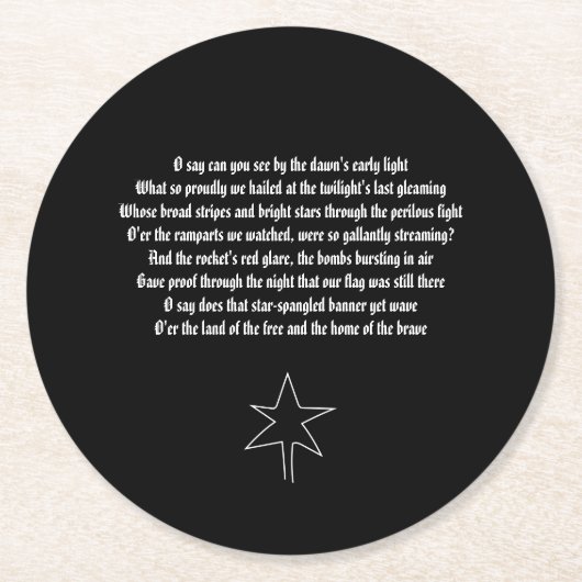 US National Anthem The Star - Spangled Banner ラウンドペーパーコースター (正面)