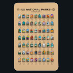 US National Parks of America Checklist Vintage  マグネット<br><div class="desc">A checklist for all 63 National Parks in the United States featuring unique illustrations. Visit them all!</div>