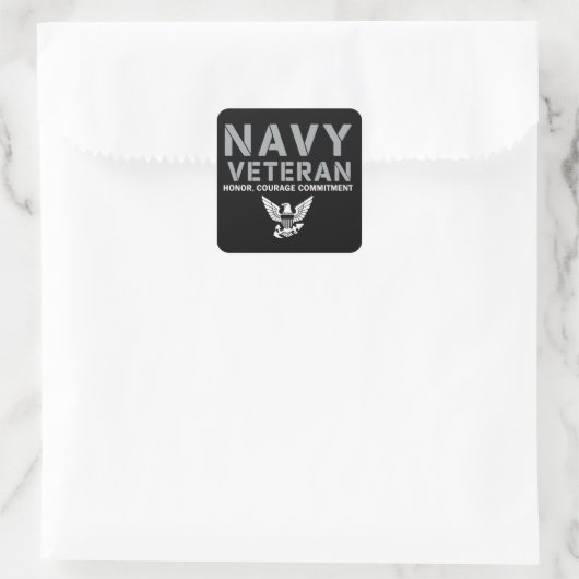 US Navy Veteran Honor Courage Commitment スクエアシール (バッグ)