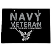 US Navy Veteran Honor Courage Commitment ラージペーパーバッグ (正面)