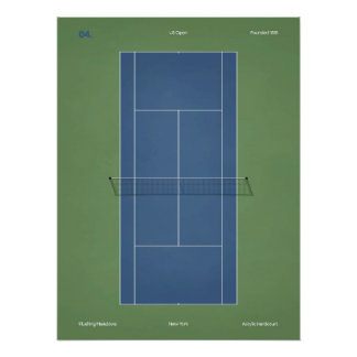 US Open Tennis Court Illustration ポスター