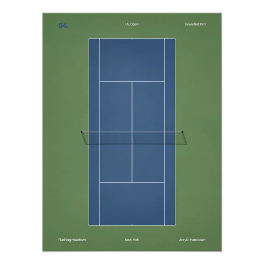US Open Tennis Court Illustration ポスター (正面)